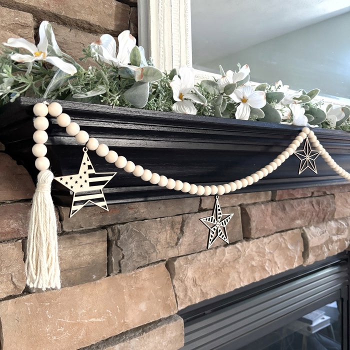 Barn Star Wood Bead Garland with Interchangeable Seasonal Charms