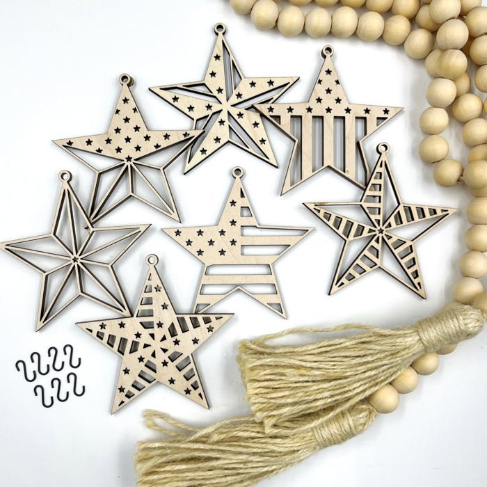 Barn Star Wood Bead Garland with Interchangeable Seasonal Charms