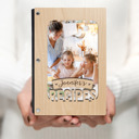 Maple (Light Wood) Personalized Personalized Wood Recipe Book with Photo Sleeve, Banner Design