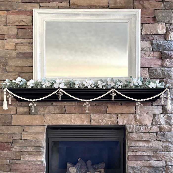 Cross Wood Bead Garland with Interchangeable Seasonal Charms