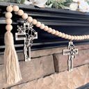  Cross Wood Bead Garland with Interchangeable Seasonal Charms