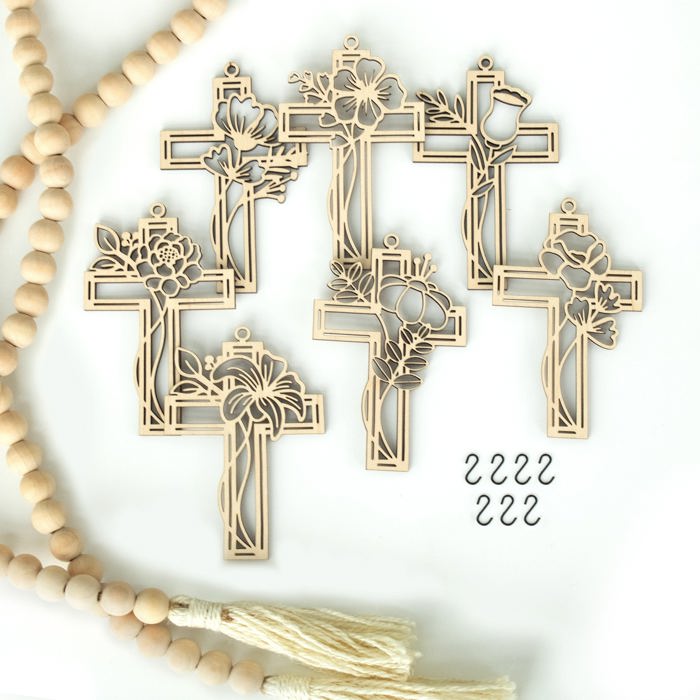 Cross Wood Bead Garland with Interchangeable Seasonal Charms