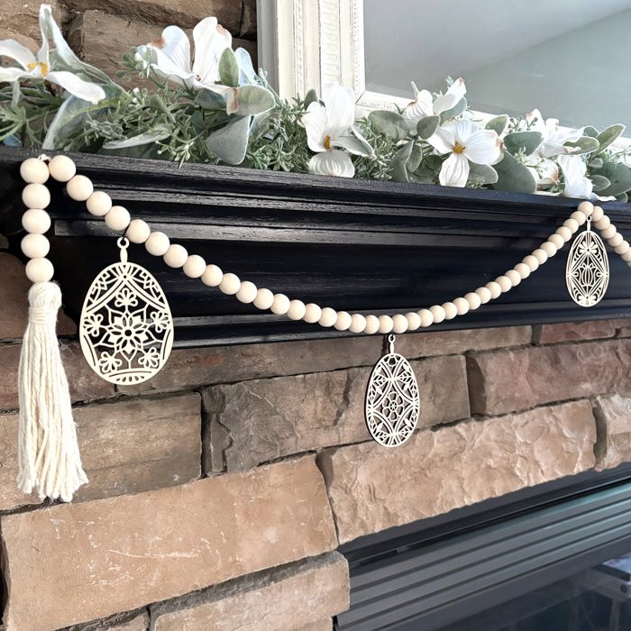 Easter Egg Wood Bead Garland with Interchangeable Seasonal Charms