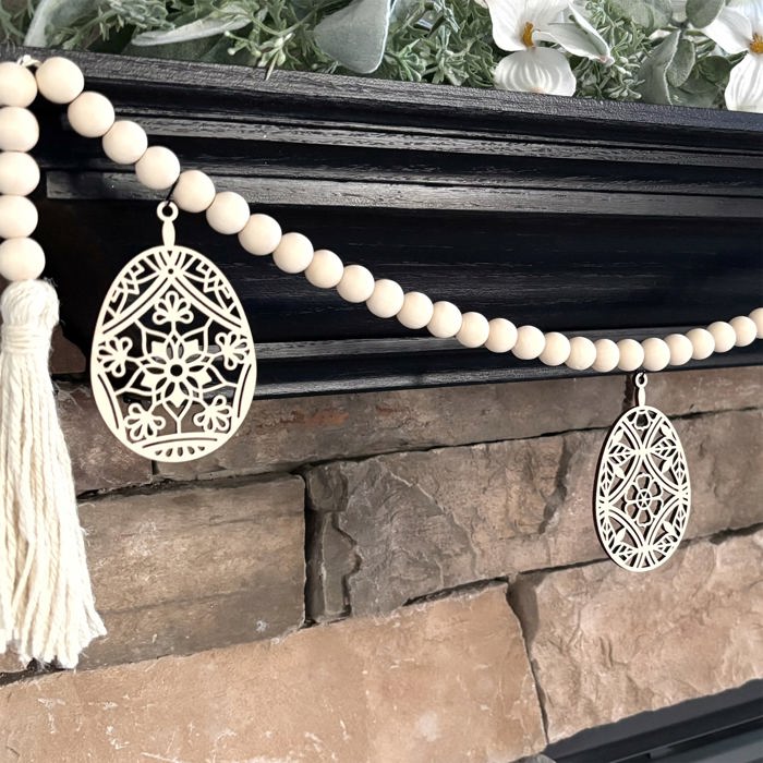 Easter Egg Wood Bead Garland with Interchangeable Seasonal Charms