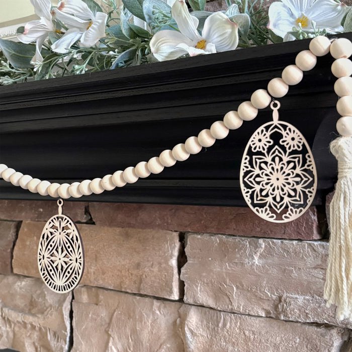 Easter Egg Wood Bead Garland with Interchangeable Seasonal Charms
