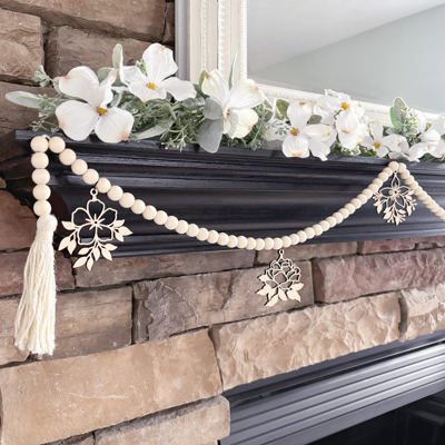 Flower Wood Bead Garland with Interchangeable Seasonal Charms