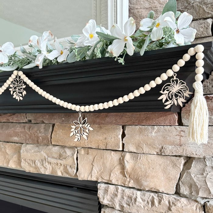Flower Wood Bead Garland with Interchangeable Seasonal Charms