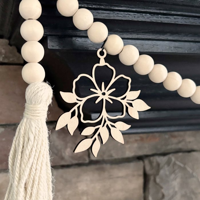 Flower Wood Bead Garland with Interchangeable Seasonal Charms