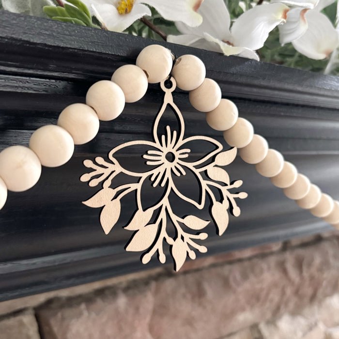 Flower Wood Bead Garland with Interchangeable Seasonal Charms