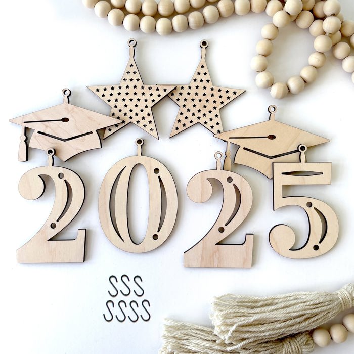 Graduation Wood Bead Garland with Interchangeable Seasonal Charms