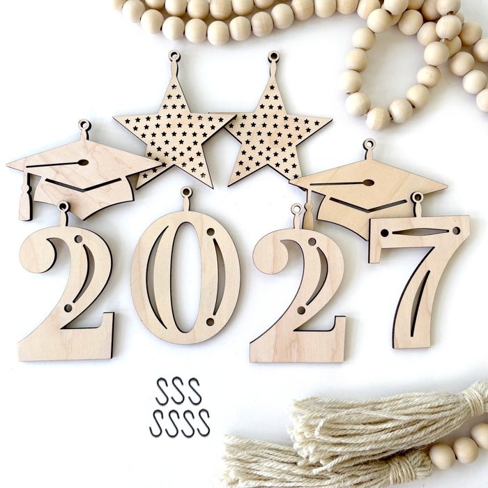 Graduation Wood Bead Garland with Interchangeable Seasonal Charms