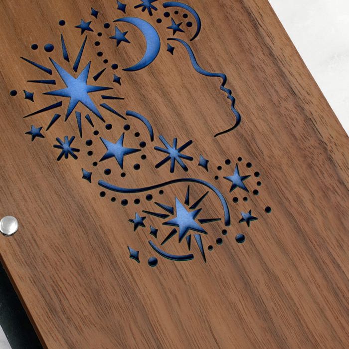 Personalized Wood Journal with Photo Sleeve - Dreams Design