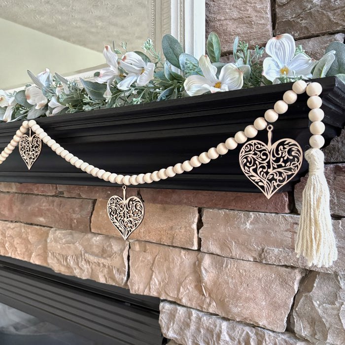 Heart Wood Bead Garland with Interchangeable Seasonal Charms