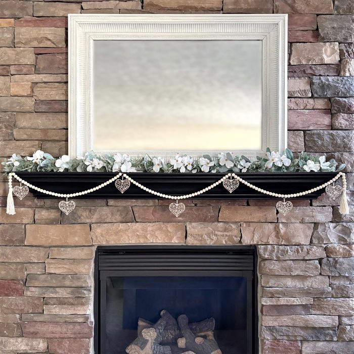 Heart Wood Bead Garland with Interchangeable Seasonal Charms