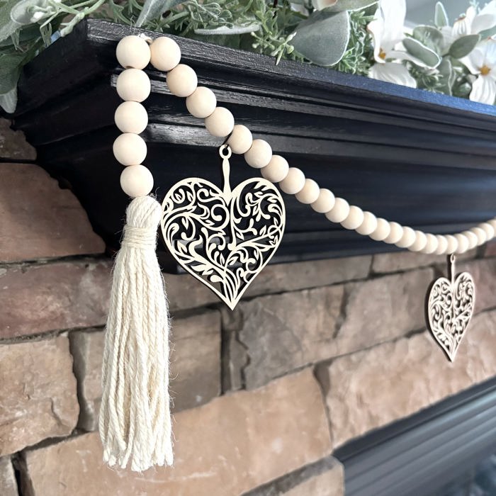 Heart Wood Bead Garland with Interchangeable Seasonal Charms