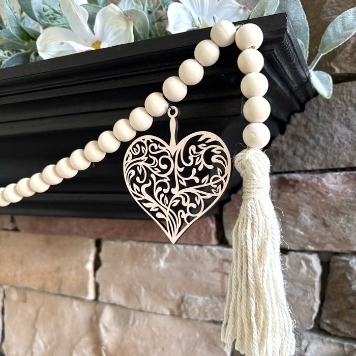 Heart Wood Bead Garland with Interchangeable Seasonal Charms