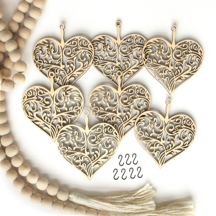 Heart Wood Bead Garland with Interchangeable Seasonal Charms