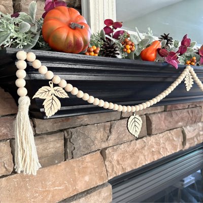 Fall Leaves Wood Bead Garland with Interchangeable Seasonal Charms