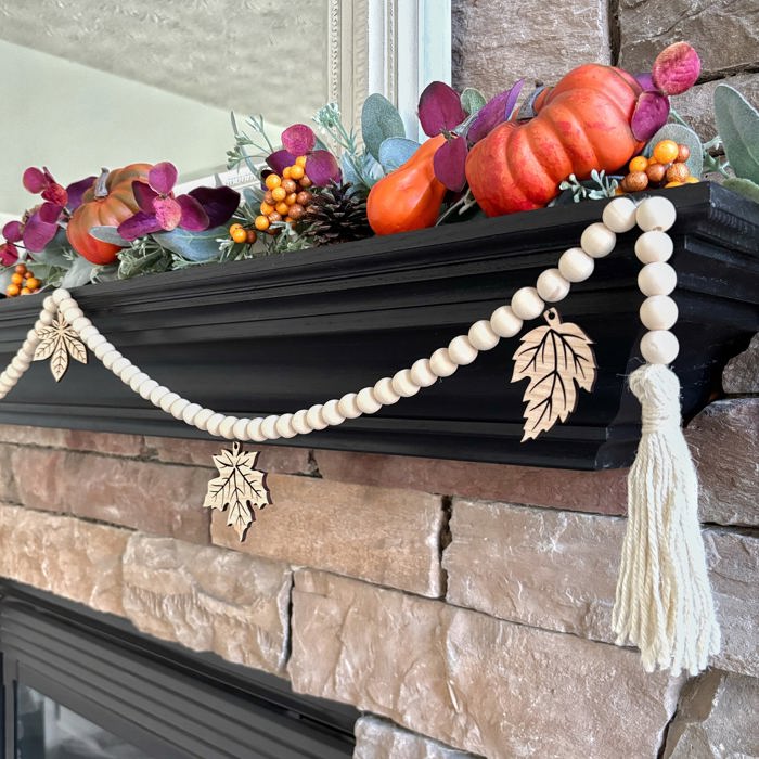Fall Leaves Wood Bead Garland with Interchangeable Seasonal Charms