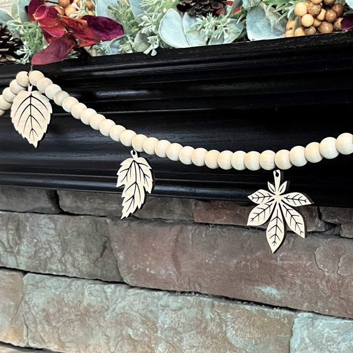 Fall Leaves Wood Bead Garland with Interchangeable Seasonal Charms