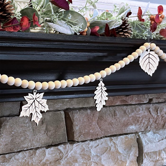 Fall Leaves Wood Bead Garland with Interchangeable Seasonal Charms