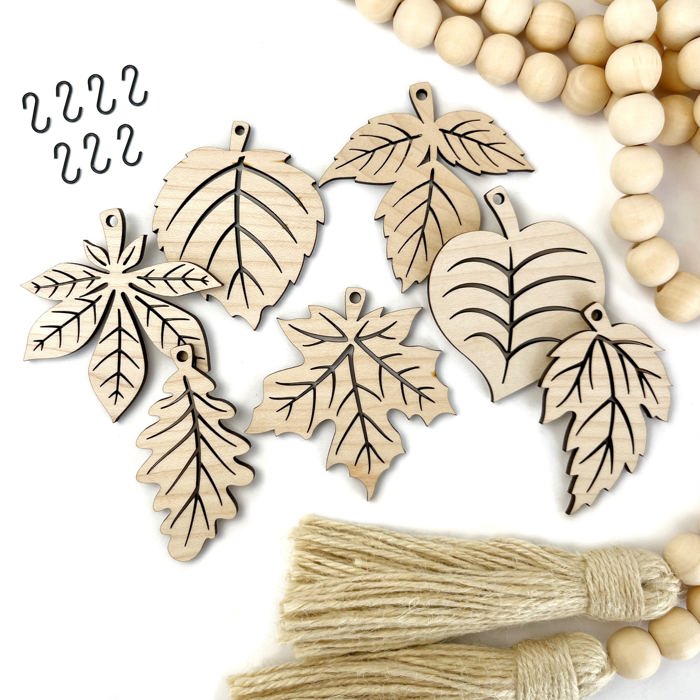 Fall Leaves Wood Bead Garland with Interchangeable Seasonal Charms