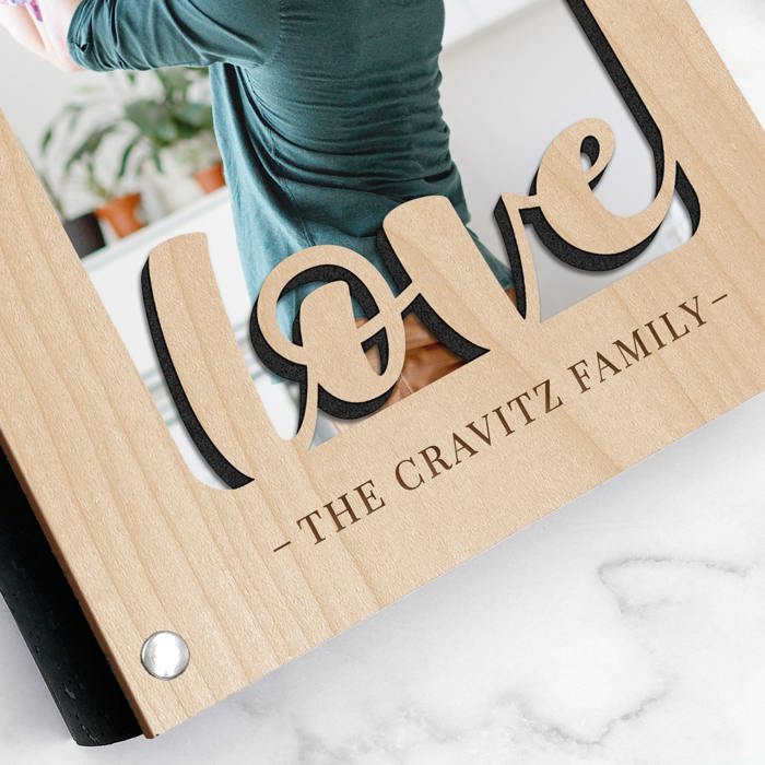 Personalized "Love" Wood Journal with Photo Sleeve