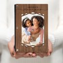  Personalized Wood Recipe Book with Photo Sleeve, Mod Design
