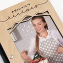  Personalized Wood Recipe Book with Photo Sleeve, Mod Design