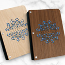  Personalized Wood Journal with Photo Sleeve - Mandala Design