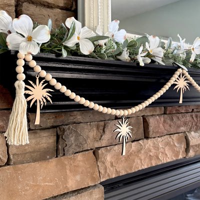 Palm Trees Wood Bead Garland with Interchangeable Seasonal Charms