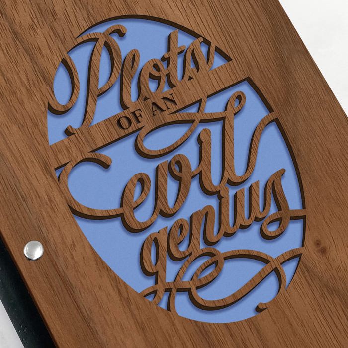 Personalized Wood Journal - "Plots of an Evil Genius"