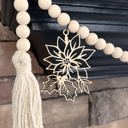  Poinsettia Wood Bead Garland with Interchangeable Seasonal Charms