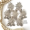  Poinsettia Wood Bead Garland with Interchangeable Seasonal Charms
