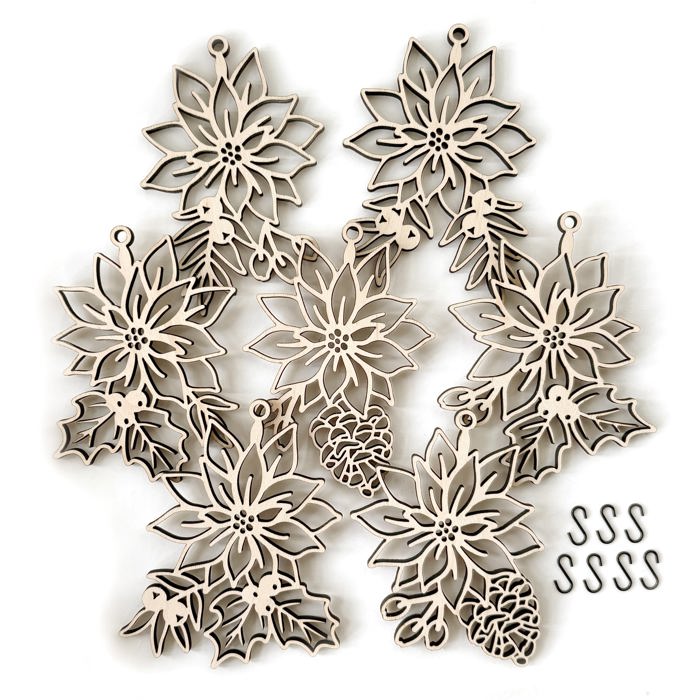 Poinsettia Wood Bead Garland with Interchangeable Seasonal Charms