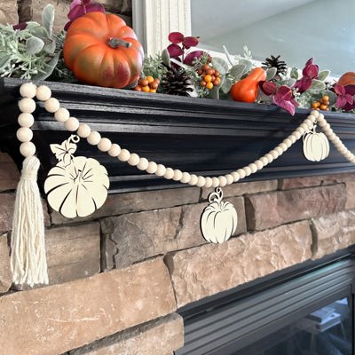 Fall Pumpkins Wood Bead Garland with Interchangeable Seasonal Charms