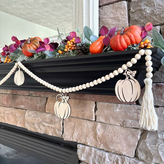 Fall Pumpkins Wood Bead Garland with Interchangeable Seasonal Charms