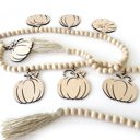  Fall Pumpkins Wood Bead Garland with Interchangeable Seasonal Charms