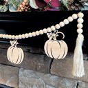 Fall Pumpkins Wood Bead Garland with Interchangeable Seasonal Charms