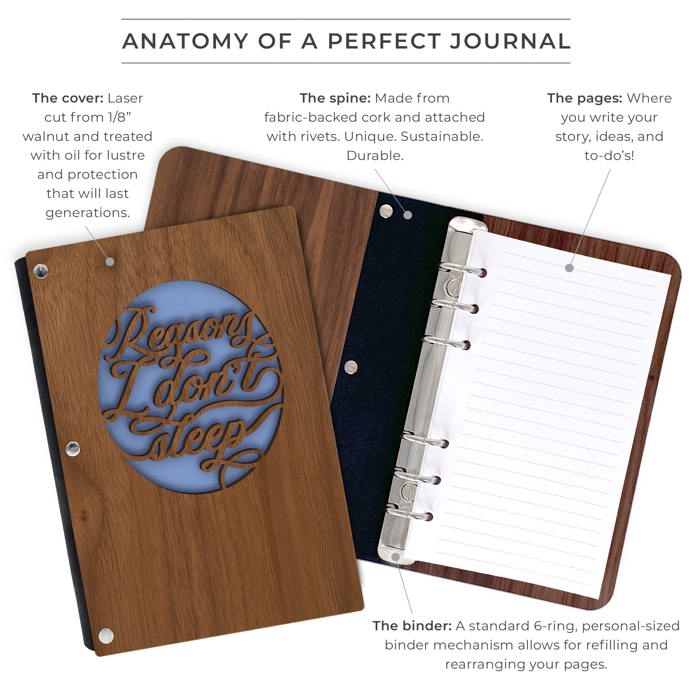 Personalized Wood Journal - "Reasons I Don't Sleep"