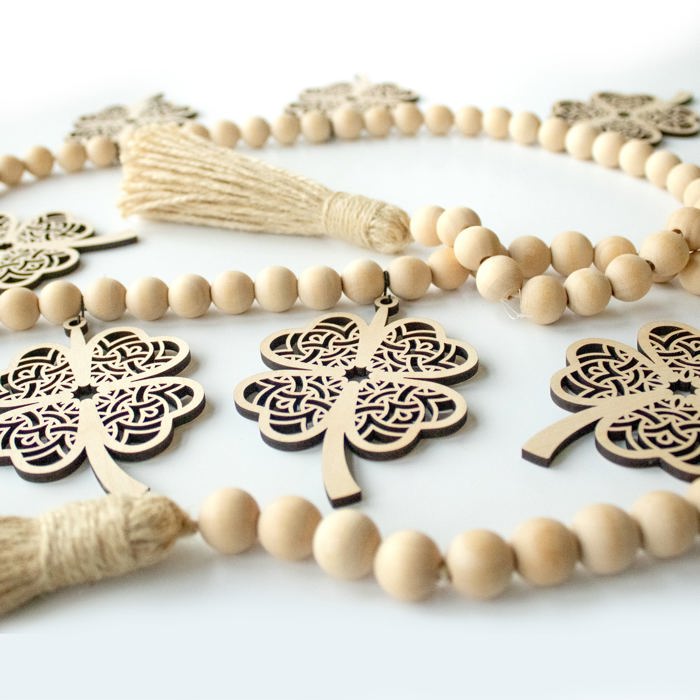 Shamrock Wood Bead Garland with Interchangeable Seasonal Charms