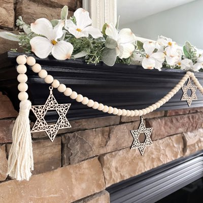Star of David Wood Bead Garland with Interchangeable Seasonal Charms