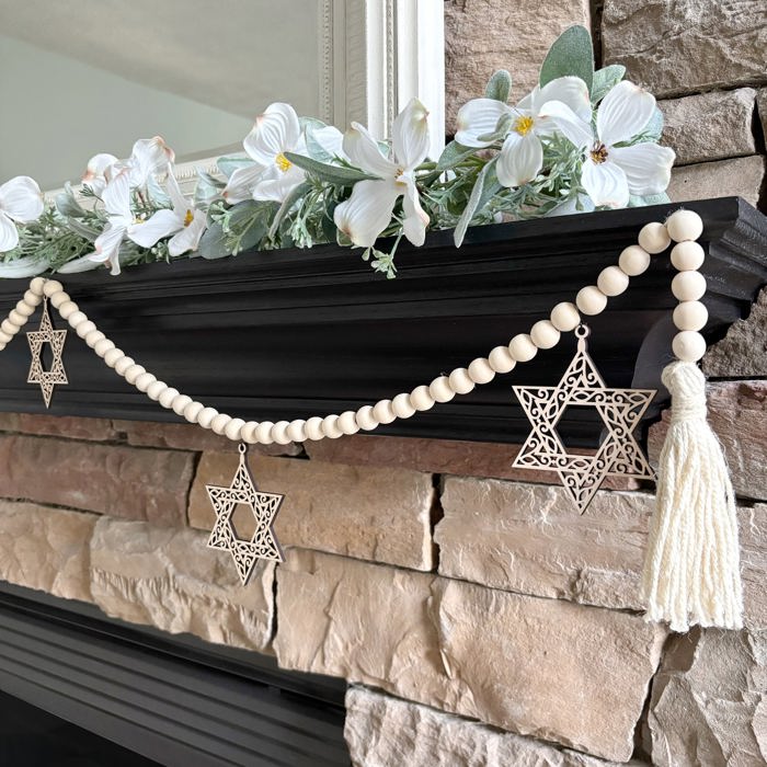 Star of David Wood Bead Garland with Interchangeable Seasonal Charms