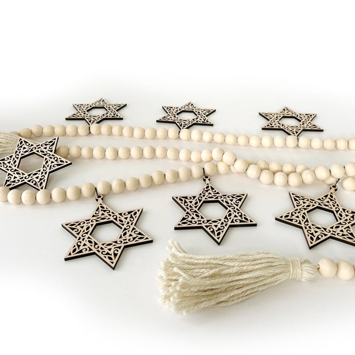 Star of David Wood Bead Garland with Interchangeable Seasonal Charms