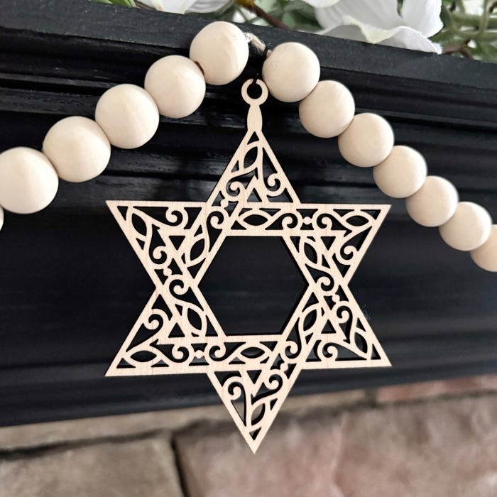 Star of David Wood Bead Garland with Interchangeable Seasonal Charms