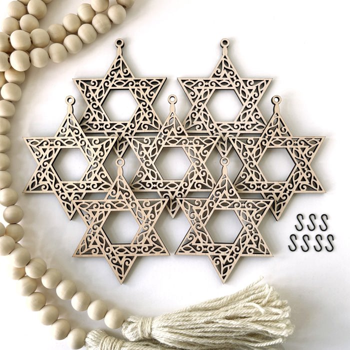 Star of David Wood Bead Garland with Interchangeable Seasonal Charms