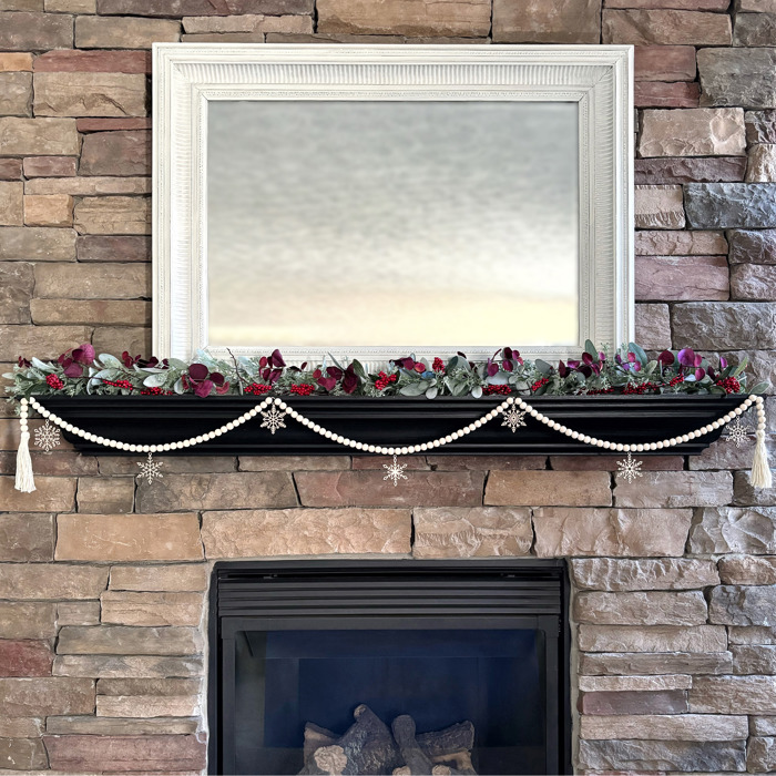 Snowflake Wood Bead Garland with Interchangeable Seasonal Charms 