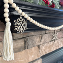  Snowflake Wood Bead Garland with Interchangeable Seasonal Charms 