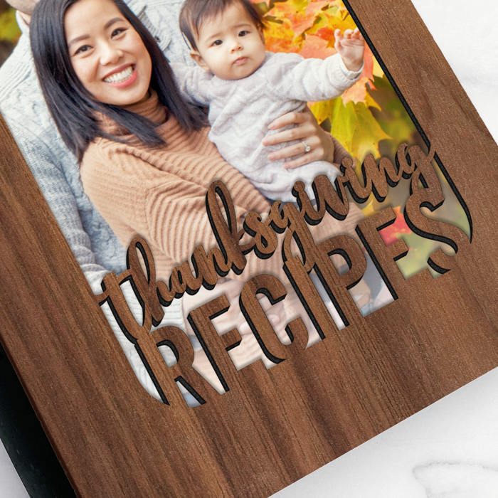 "Thanksgiving Recipes" Personalized Wood Recipe Book