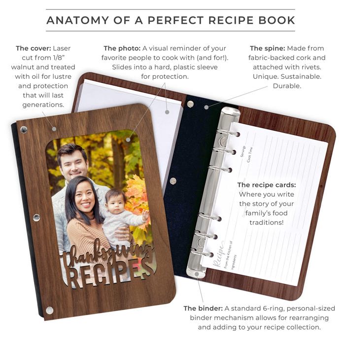 "Thanksgiving Recipes" Personalized Wood Recipe Book